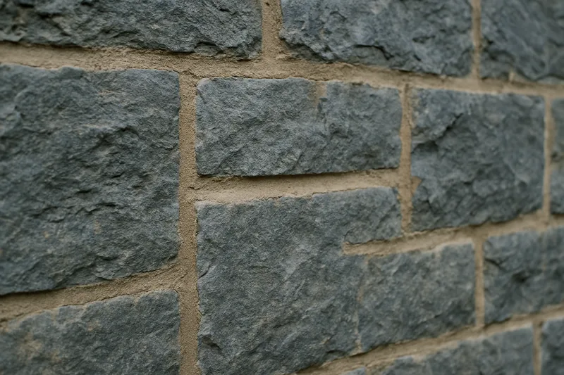 A bluestone wall with deeply recessed joints — lime repointing, Adelaide. Illustrative example.